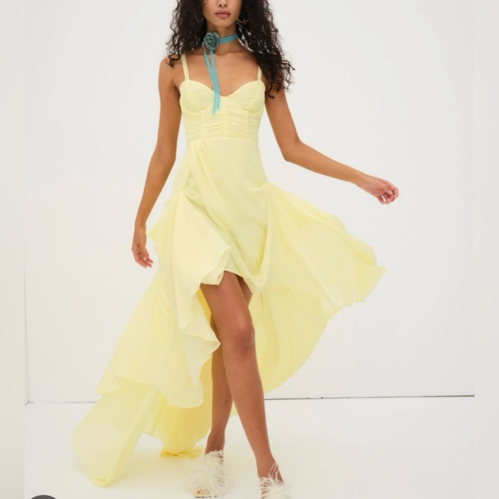 Rare For Love & Lemons Yellow June Maxi Dress